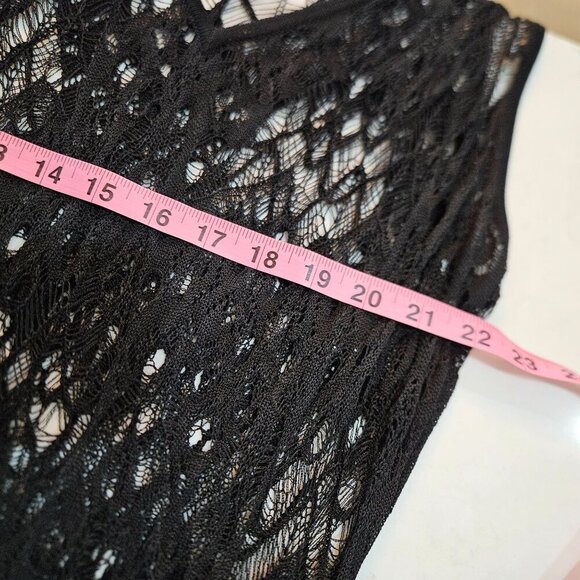 Eileen Fisher Black Crochet Lace Sleeveless Midi Dress Large Romantic Coqette - Picture 13 of 14